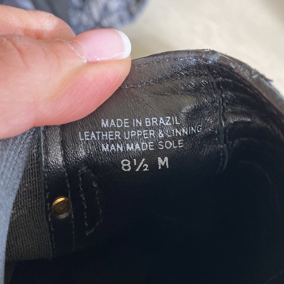 Tory Burch black wedge boots with gold buckle, size 8 1/2. - Picture 6 of 8